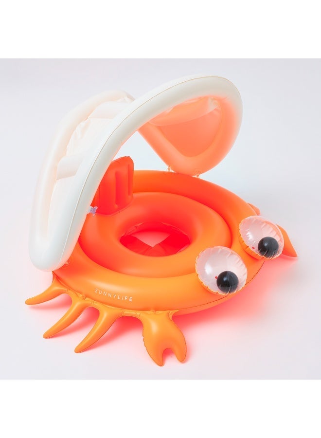 SUNNY LIFE Baby Float Sonny the Sea Creature Neon Orange – Infant Swim Trainer Float, Secure Seat with Back Support, Fun Comfortable Water Float for Early Pool Play - Image 1